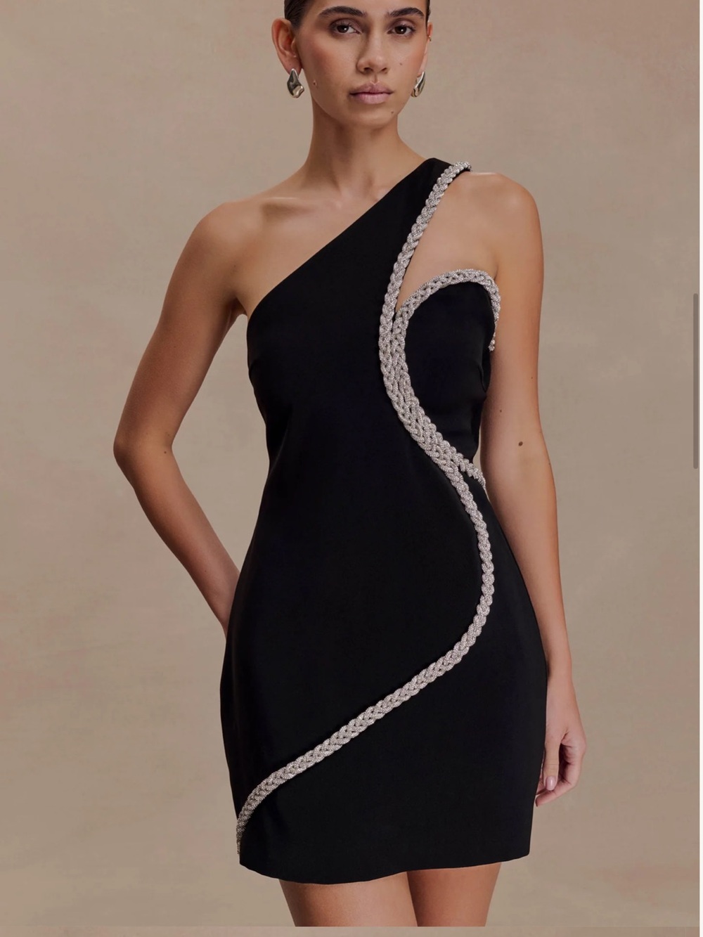 Meshki Black Eleonora One-Shoulder Mini Dress